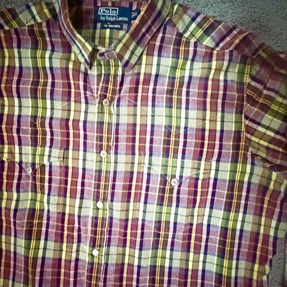 Vintage Polo Ralph Lauren RL Western Plaid Shirt- Men's Size XL - VERY Good Cond - Picture 5 of 14